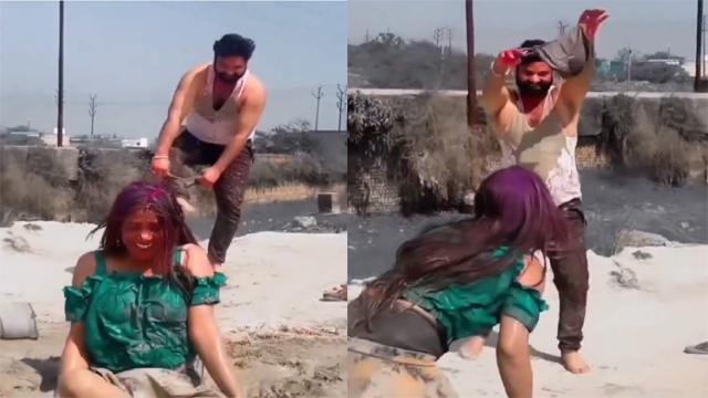 Girl Panties Removed During Holi Celebration Viral Clip - Auntymaza.com