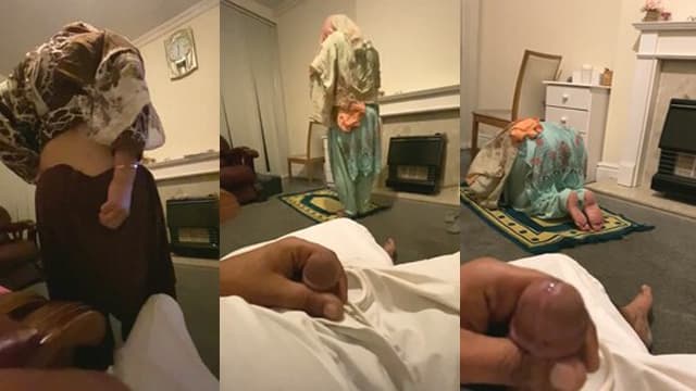 Muslim Hot Wife Doing Namaz While Husband Jerking - Auntymaza.com
