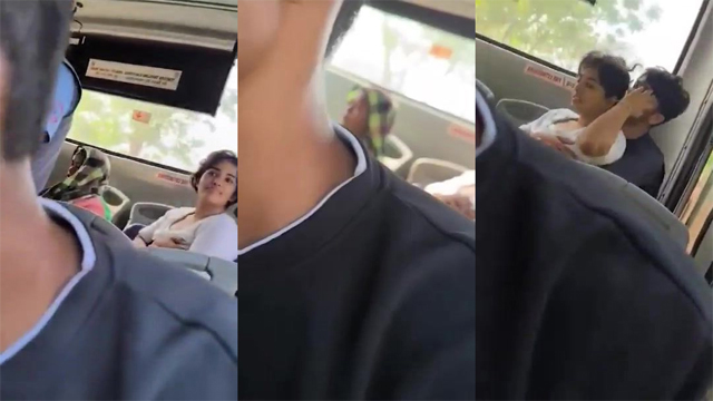 University Cute Couple Public Bus Romance - Auntymaza.com