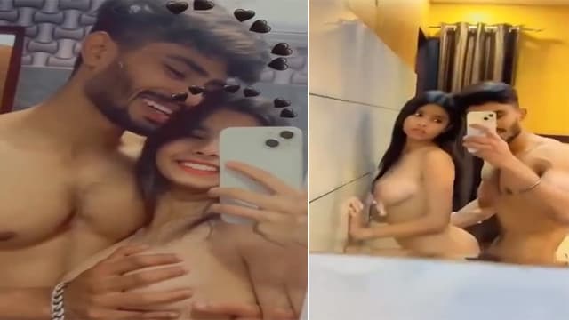 Mirror selfie and sex of an Indian teenage couple video - Auntymaza.com